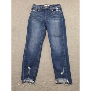 KanCan Jeans‎ Women's Size 7 27 Blue Distressed High Rise Cropped Skinny
